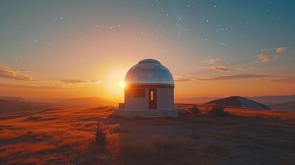 A home with a panoramic observatory for stargazing and atmospheric studies - obrazy, fototapety, plakaty