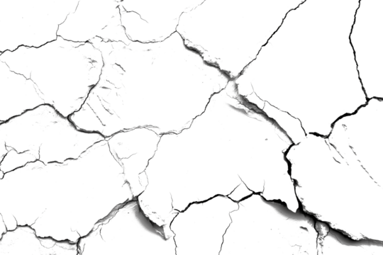 Crack texture lines isolated on transparent background