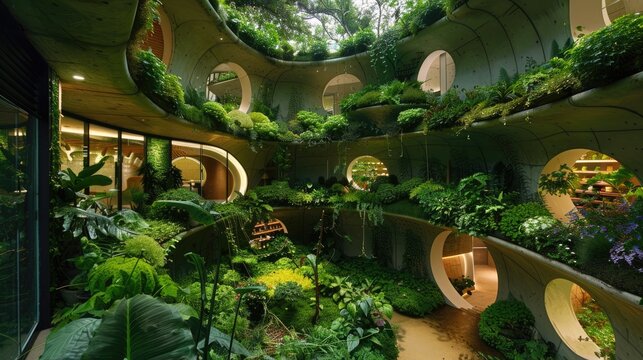 A home with a genetic garden where plants adapt to your health needs