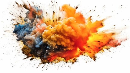 Extremely Realistic Explosion Border Down isolated on transparent or white background - obrazy, fototapety, plakaty