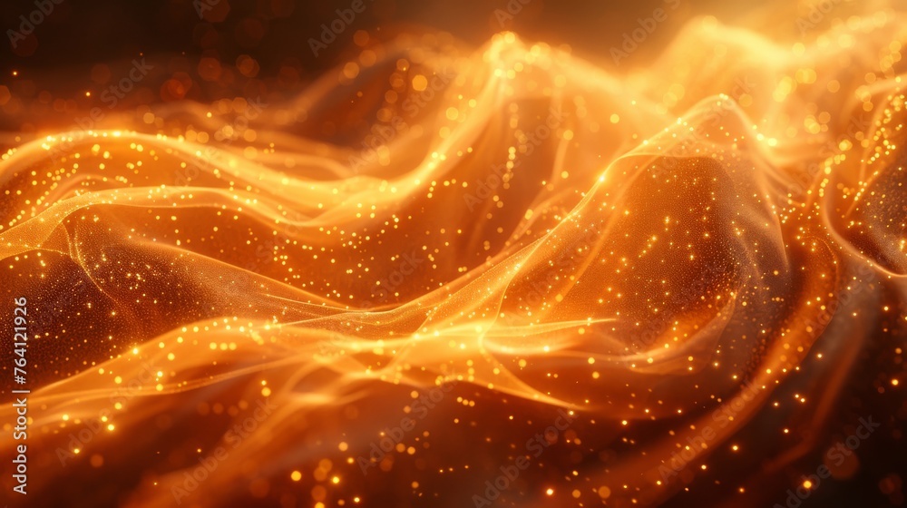 Poster effect of abstract golden light in motion