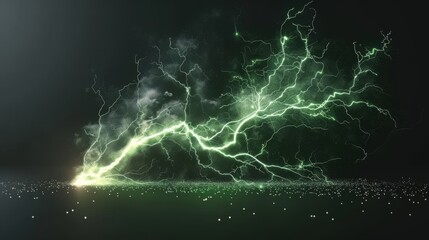 Lightning strike, ball lightning, magical effect design elements set on transparent background. Realistic electrical discharge and lightning strike. Modern 3D illustration.