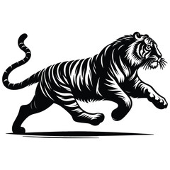 silhouette of Tiger running vector