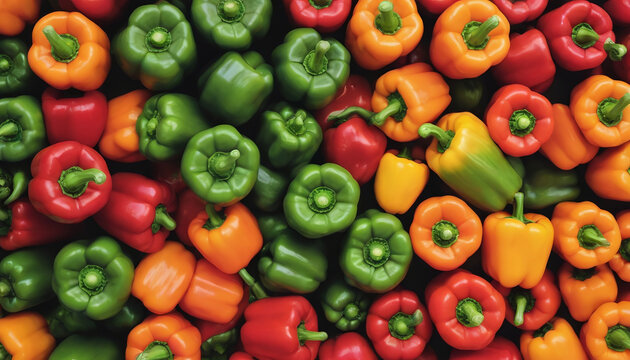 Photo Of Red, Orange, And Green Bell Peppers For Cinco De Mayo