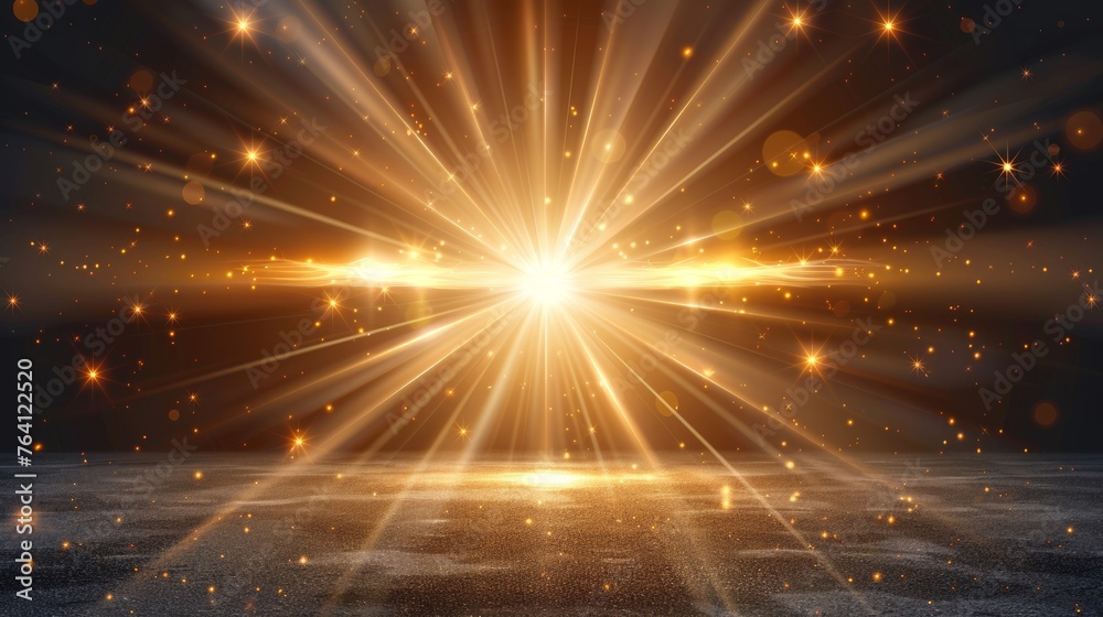 Aufkleber Sun flash with rays and spotlight in a modern transparent sunlight effect.