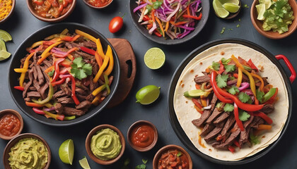 Photo Of Mexican Food Festival With Beef Fajitas