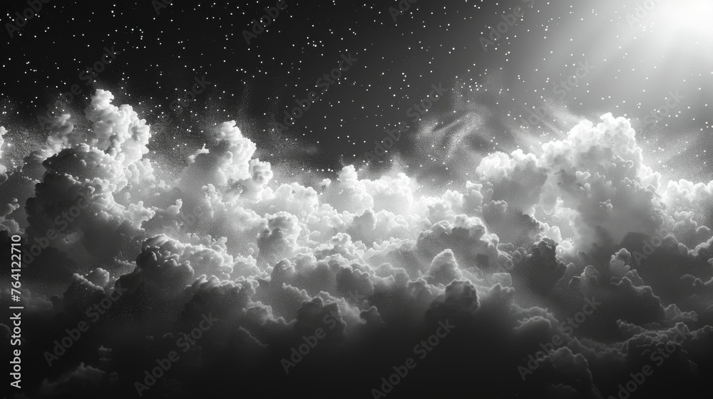 Poster on a transparent background are abstract dots clouds, a blizzard and a whirlwind. there is smoke, fo