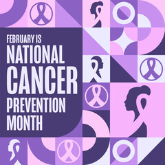 February is National Cancer Prevention Month. Holiday concept. Template for background, banner, card, poster with text inscription. Vector EPS10 illustration.
