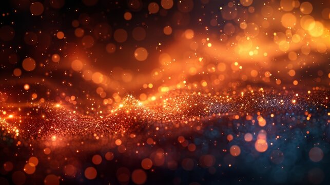 EPS 10 digital image of christmas glowing orange glitter element with bokeh effect.