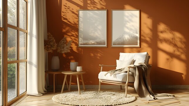 A peaceful corner with a comfy armchair, warm knitted throw, and soft natural light creating a serene atmosphere.