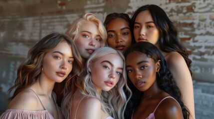 Fototapeta premium Multiethnic and multiracial group of women, the concept of equality and women's rights