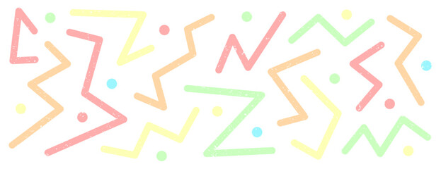Fototapeta na wymiar zig zag and dot pattern doodle cartoon flat design in rainbow and white color style. Vector illustration. Suitable for wallpaper backdrop, landing page and web.