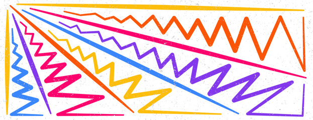 Fototapeta premium zig zag and line doodle cartoon flat design in rainbow and white color style. Vector illustration. Suitable for wallpaper backdrop, landing page and web.