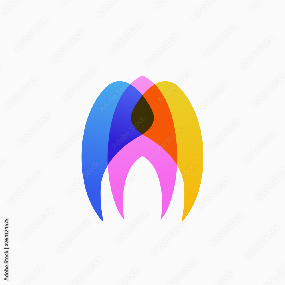 Wall mural swallow bird overlapping color gradient multiply logo vector icon illustration