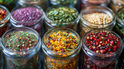 Jars of Colorful Spices