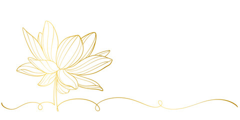 Golden lotus line art vector illustration, vesak day element design