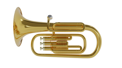 Obraz na płótnie Canvas Brass bass tuba isolated on transparent and white background. Music concept. 3D render