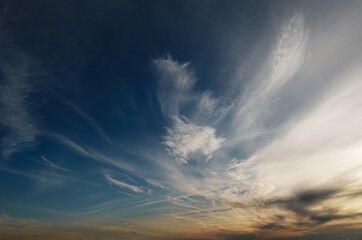 Beautiful clouds sky evening sunset spring