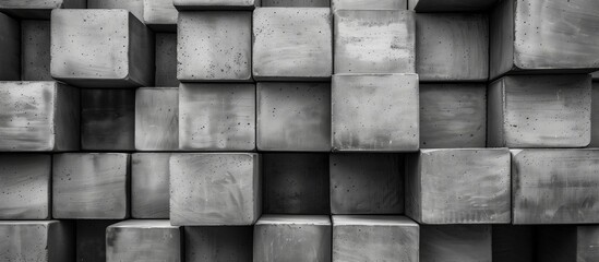 Abstract 3d illustration. White grey blocks cubes background