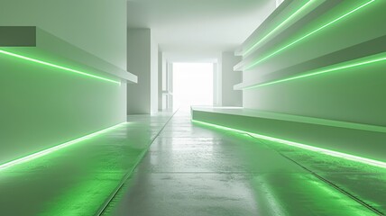 Modern interior alignment with green laser level in minimalist space