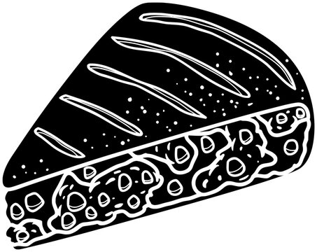 black and white cheese slice clip art preview