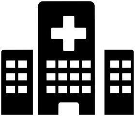 Obraz premium medicine illustration hospital silhouette clinic logo building icon medical outline emergency modern health architecture design exterior care doctor office shape healthcare treatment ambulance for