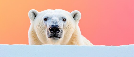 Polar Bear Peeking over Snow