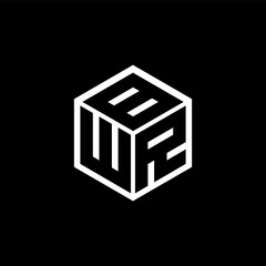 WRB letter logo design with black background in illustrator, cube logo, vector logo, modern alphabet font overlap style. calligraphy designs for logo, Poster, Invitation, etc.