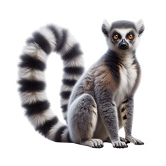 Fototapeta premium Adorable Ring-tailed Lemur on Transparent Background: Perfect for Design Projects