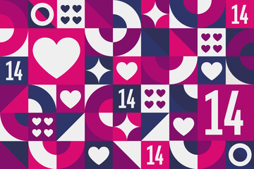 Valentine’s Day. Seamless geometric pattern. Template for background, banner, card, poster. Vector EPS10 illustration.
