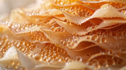 Close-up of exquisite crepes layered with glossy caviar for a gourmet experience - obrazy, fototapety, plakaty