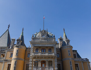 The territory and interior of the Massandra Palace of Emperor Alexander III, Yalta, Crimea, Russia....