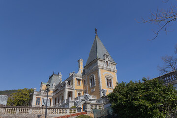 The territory and interior of the Massandra Palace of Emperor Alexander III, Yalta, Crimea, Russia....