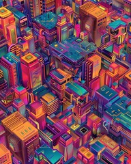 Fototapeta na wymiar A network of prismatic-colored circuit boards interweaving like a kaleidoscope of technicolor patterns