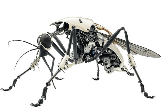 Futuristic insect robot revolutionizing modern science isolated on a transparent background