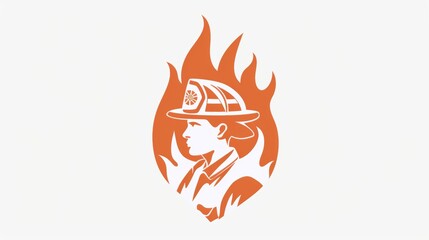 Vector illustration icon of firefighter in flame