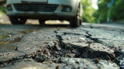 Naklejka premium Damage to the asphalt