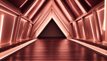 Neon light abstract background Triangle tunnel