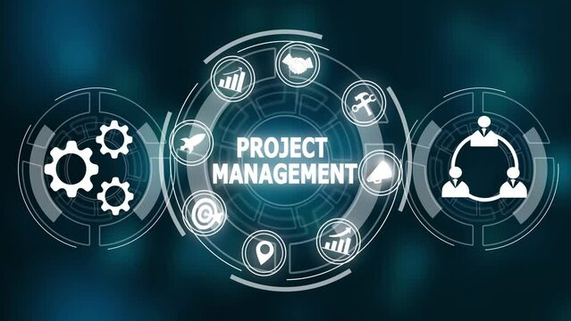 Project management concept animation. Business, Technology, Internet and network concept.