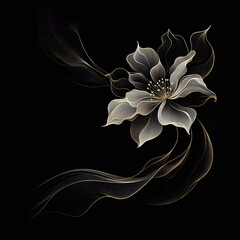 Piękny abstrakcyjny czarny kwiat, dekor, tapeta generative ai - obrazy, fototapety, plakaty