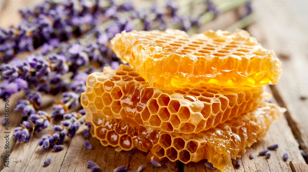 Wall mural honeycomb with honey