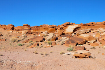 Massive Rock Formation in Desert - 764136797