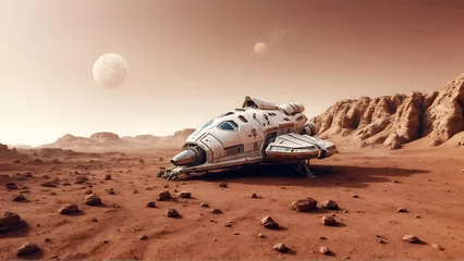Fotobehang Spaceship in Mars  © VISHNU