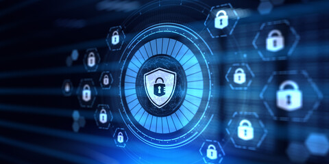 Obraz premium Cyber security data protection privacy concept on virtual screen.
