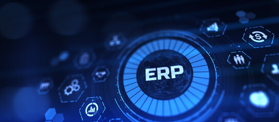 ERP Enterprise resources planning business finance technology concept.
