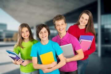 Multiracial group of school friends students