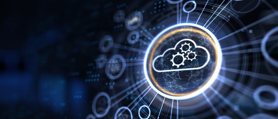 Cloud computing technology data storage concept on virtual screen.