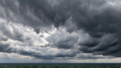 Panorama view of overcast sky Dramatic gray sky - obrazy, fototapety, plakaty
