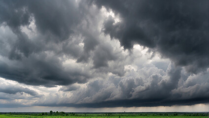 Panorama view of overcast sky Dramatic gray sky