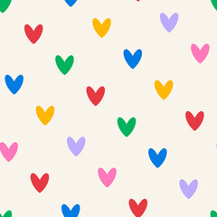 Seamless pattern with colorful hearts. Abstract vector flat background